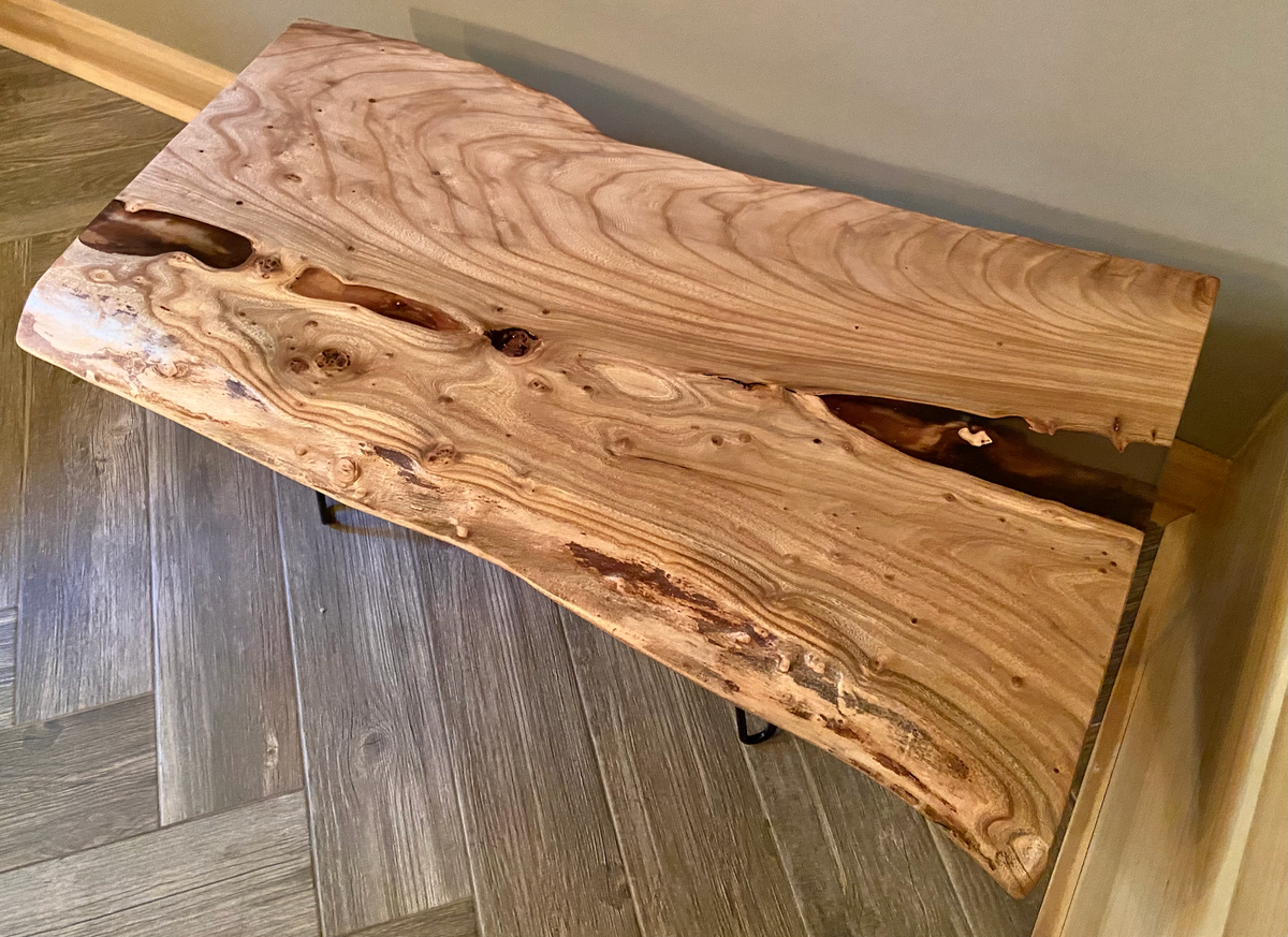Naturally Beautiful Chestnut Live Edge Table with Clear Epoxy