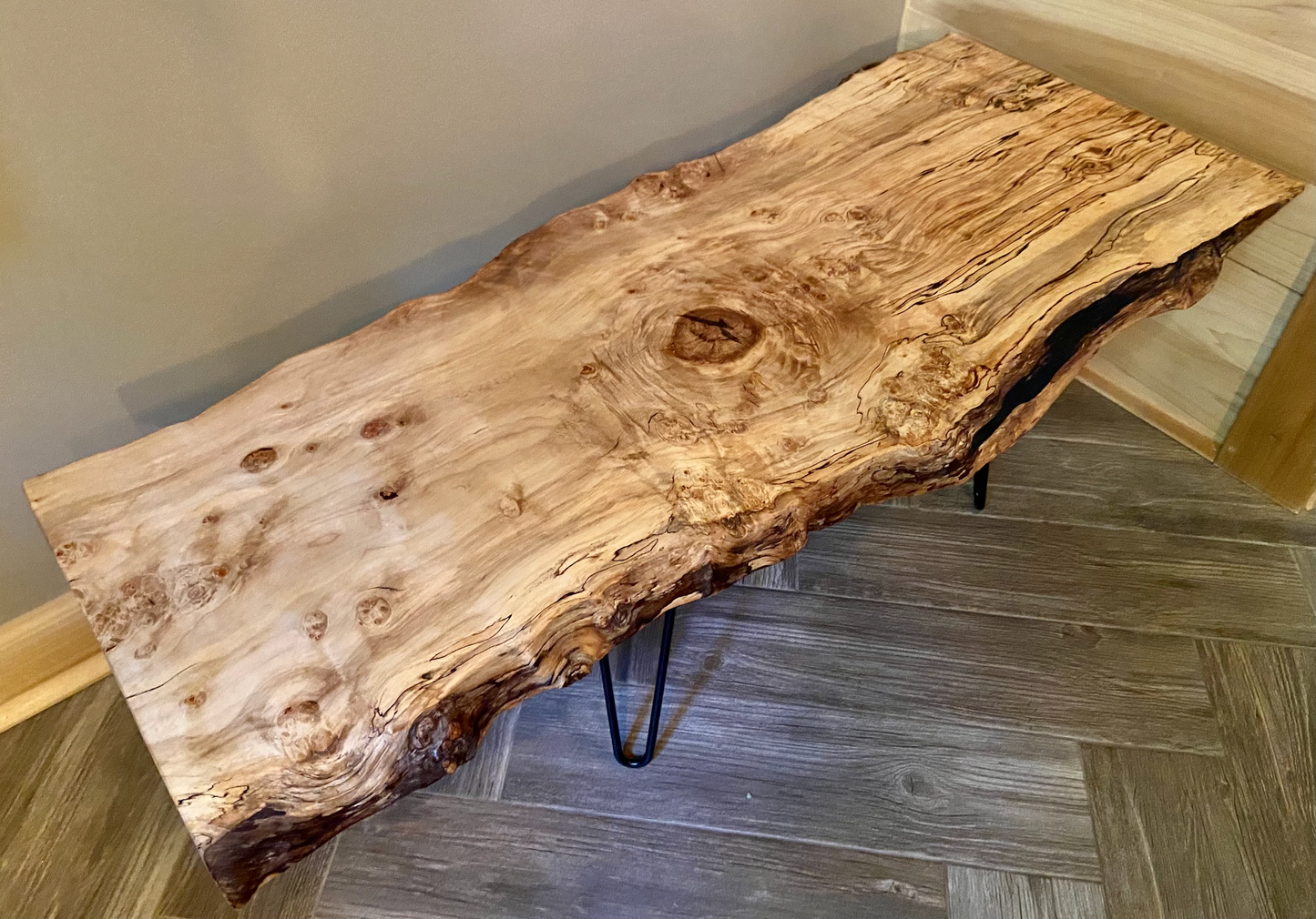 Long Live Edge Spalted Maple Table - 48β x 20β (SOLD)