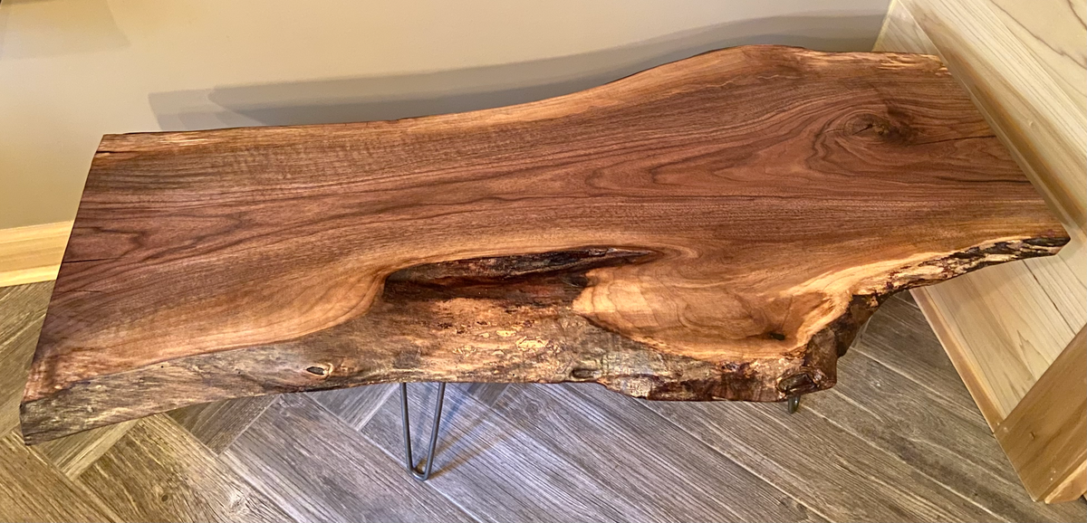 Rugged Live Edge Black Walnut Table or Rustic Live Edge Bench (SOLD)