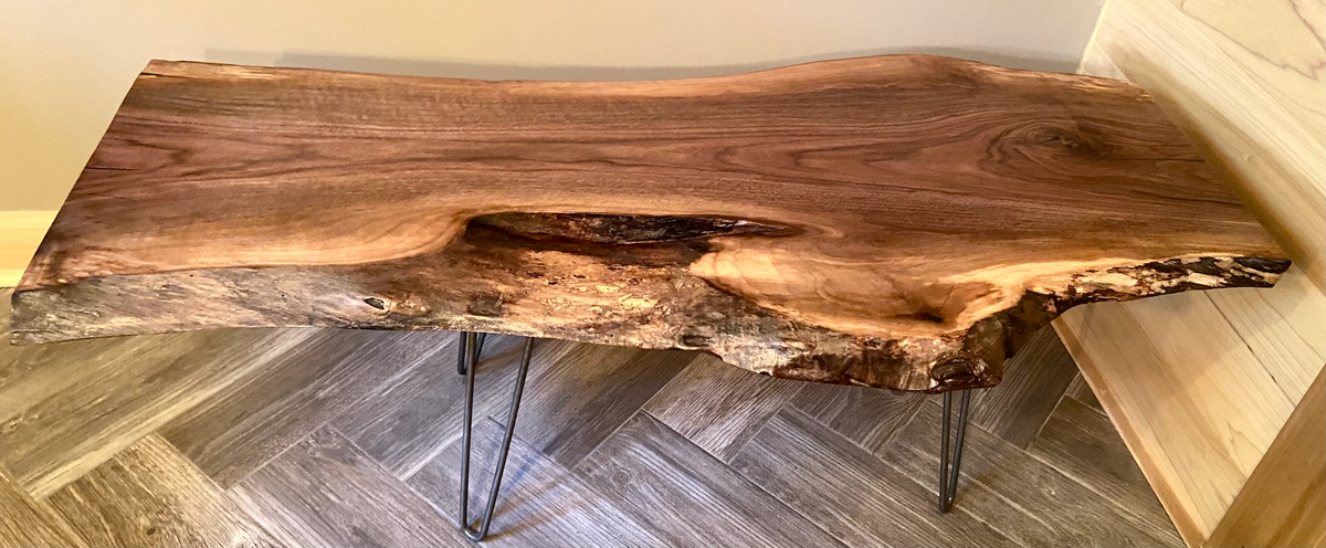 Rugged Live Edge Black Walnut Table or Rustic Live Edge Bench (SOLD)