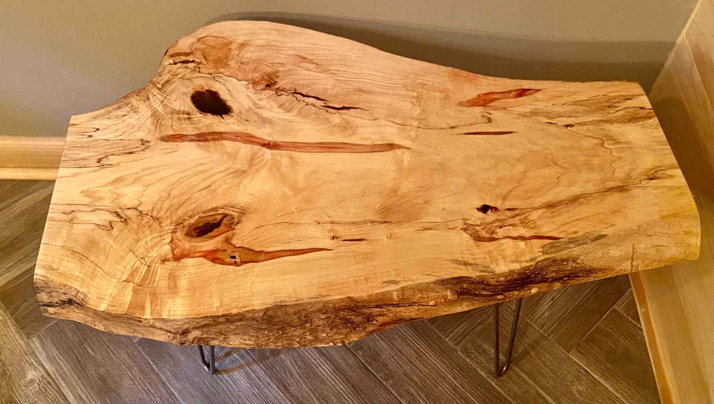 Uniquely Shaped Live Edge Flame Box Elder Coffee Table