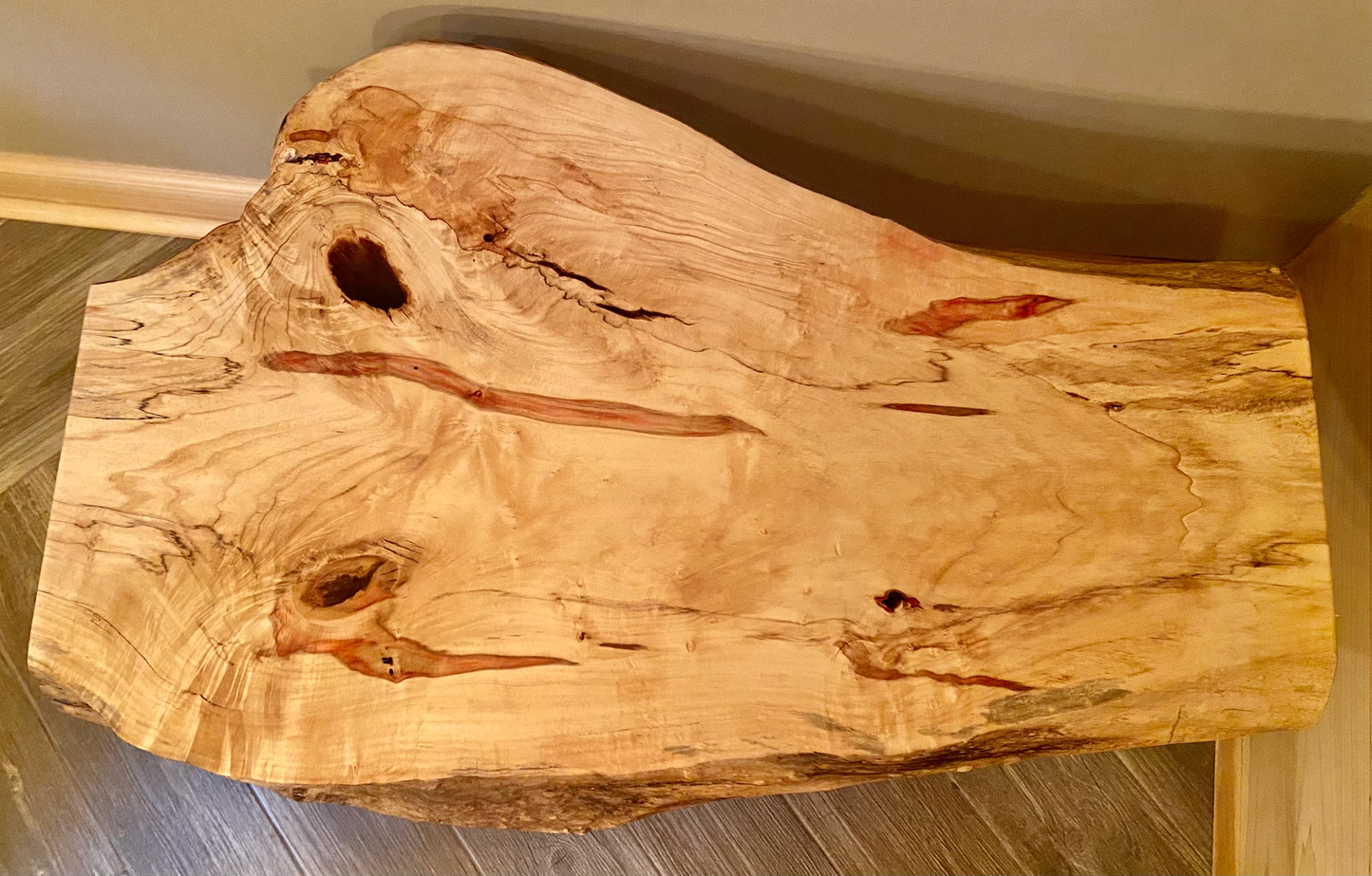 Uniquely Shaped Live Edge Flame Box Elder Coffee Table