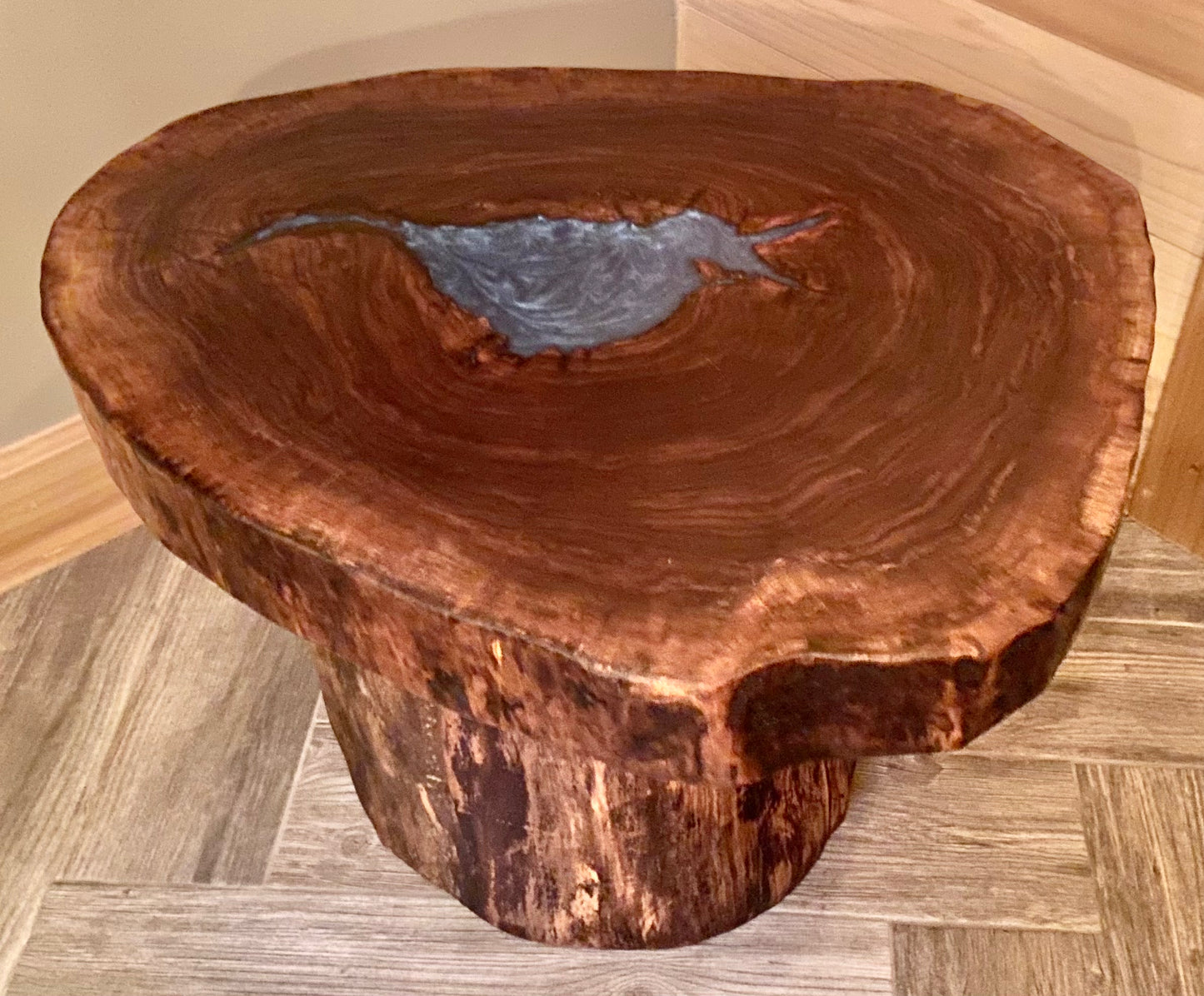Live Edge Walnut Wafer Top on Walnut Trunk Base (SOLD)