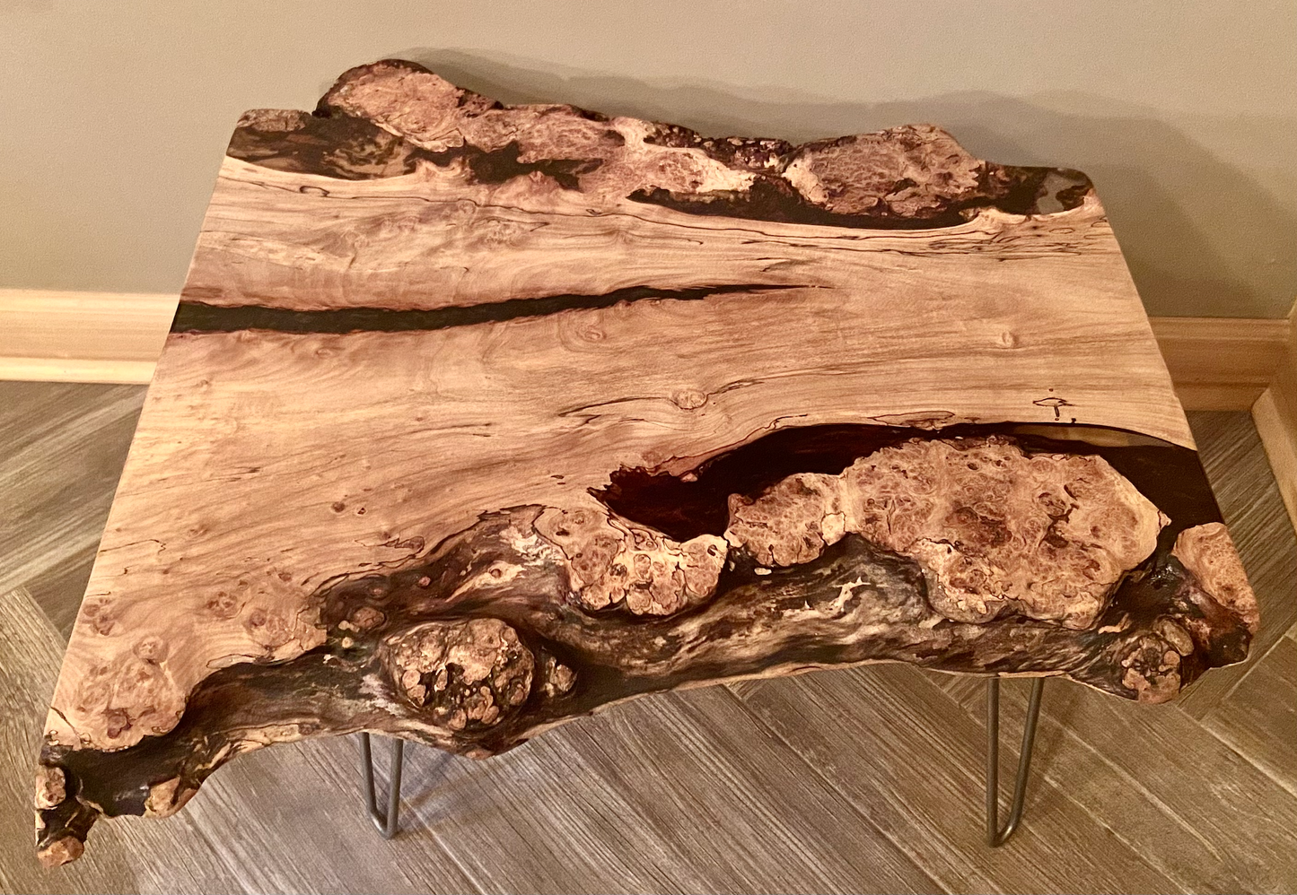 Wider Ultra Unique Live Edge Spalted and Burl Maple Wood Coffee Table (SOLD)