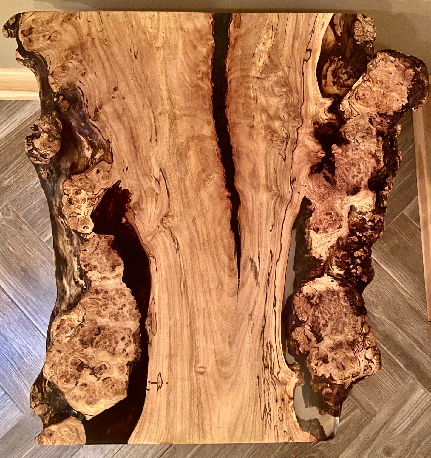 Wider Ultra Unique Live Edge Spalted and Burl Maple Wood Coffee Table (SOLD)