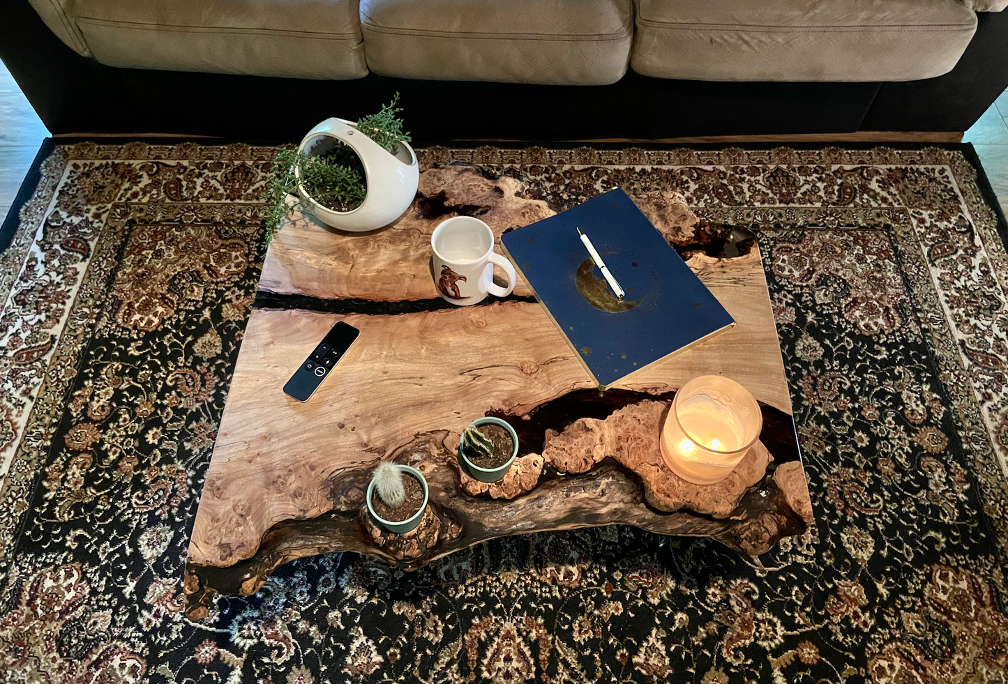 Wider Ultra Unique Live Edge Spalted and Burl Maple Wood Coffee Table (SOLD)