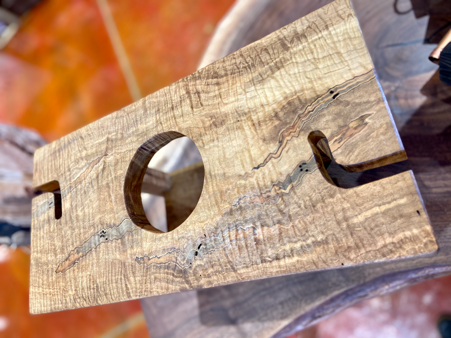 Gorgeous Figure Maple (Curly Maple & Ambrosia Wormy Maple) Wine Glass and Bottle Holder for the Kitchen or Home Bar