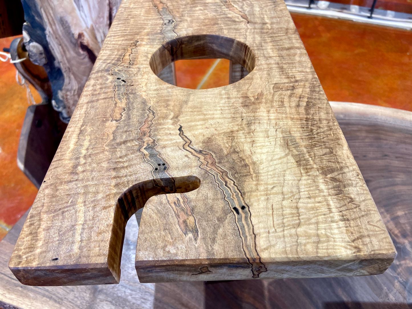 Gorgeous Figure Maple (Curly Maple & Ambrosia Wormy Maple) Wine Glass and Bottle Holder for the Kitchen or Home Bar