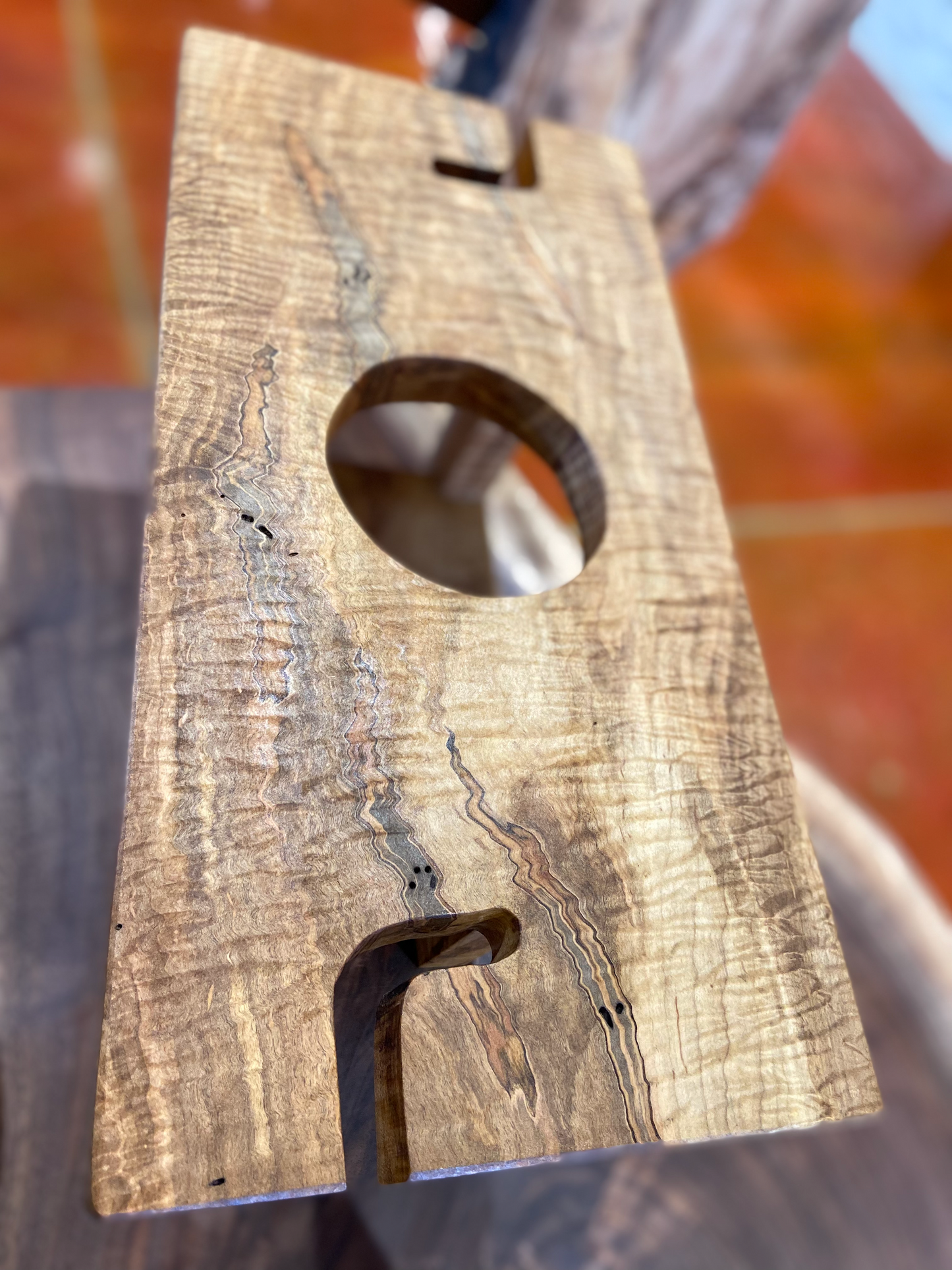 Gorgeous Figure Maple (Curly Maple & Ambrosia Wormy Maple) Wine Glass and Bottle Holder for the Kitchen or Home Bar