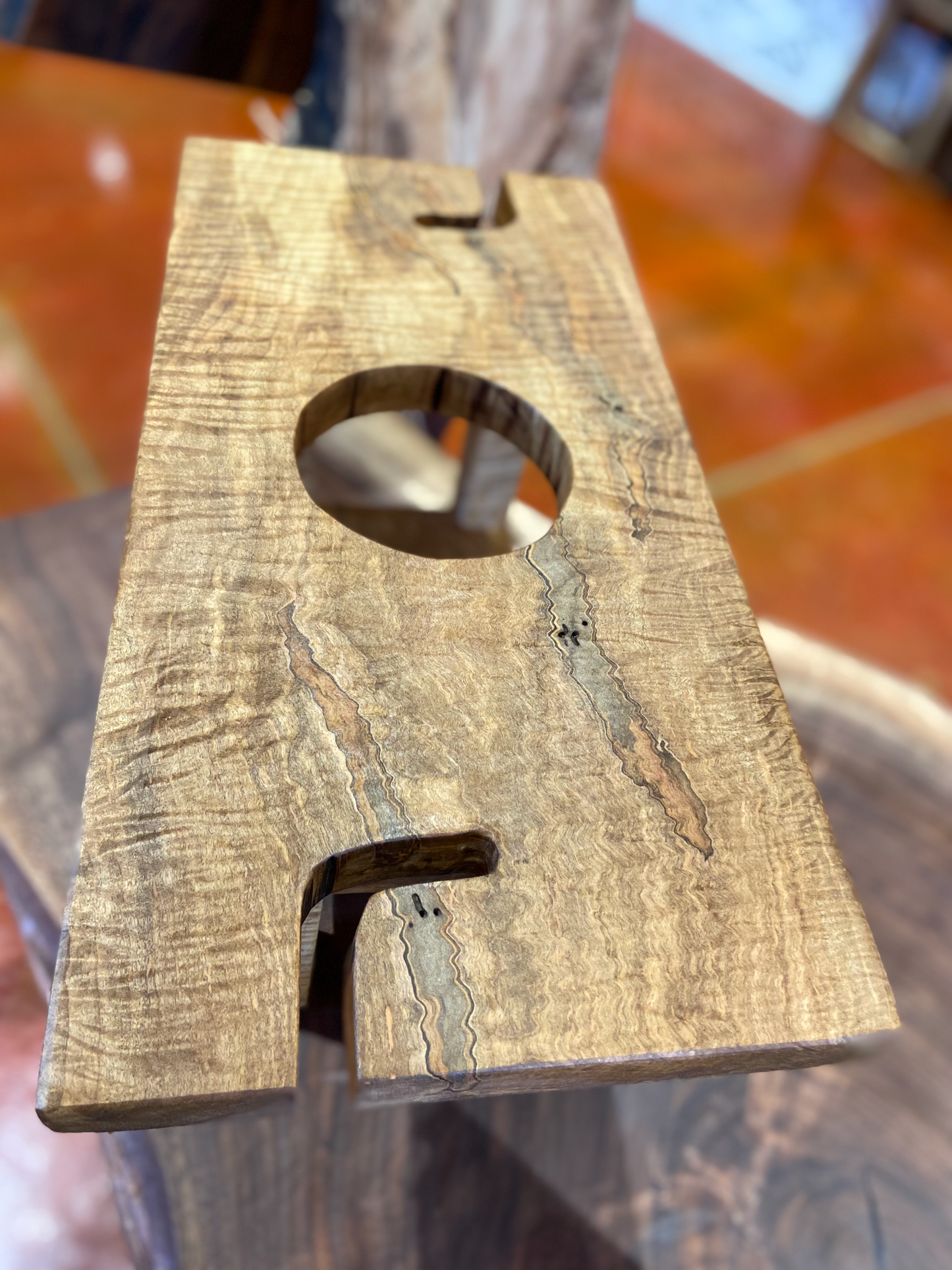 Gorgeous Figure Maple (Curly Maple & Ambrosia Wormy Maple) Wine Glass and Bottle Holder for the Kitchen or Home Bar