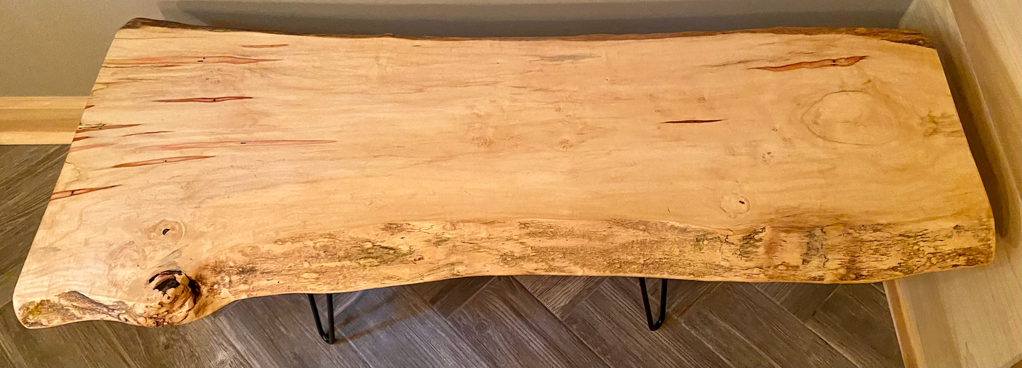 MANITOBA-Live Edge Ambrosia Flame Boxelder Wormy Maple Table