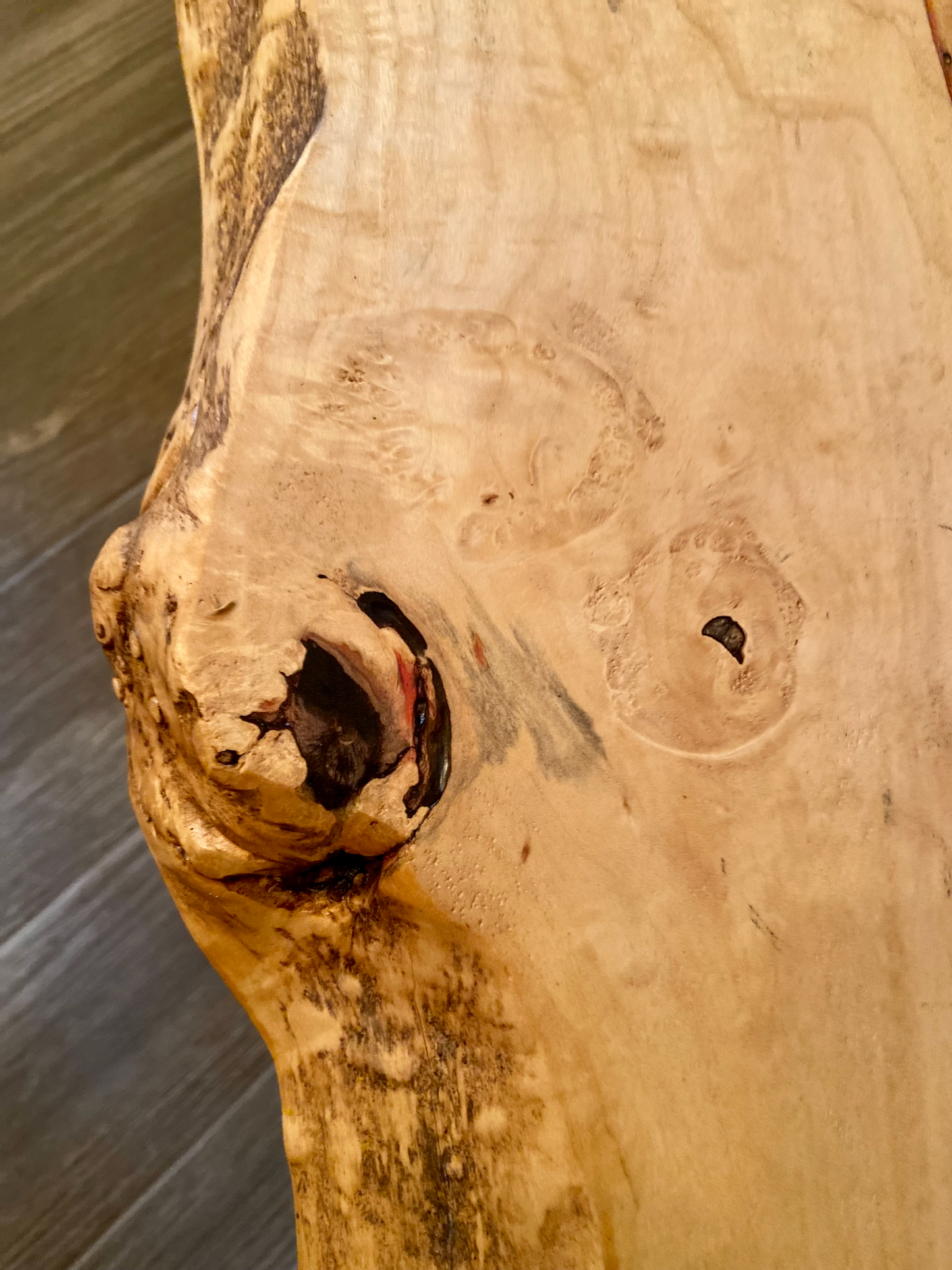 MANITOBA-Live Edge Ambrosia Flame Boxelder Wormy Maple Table