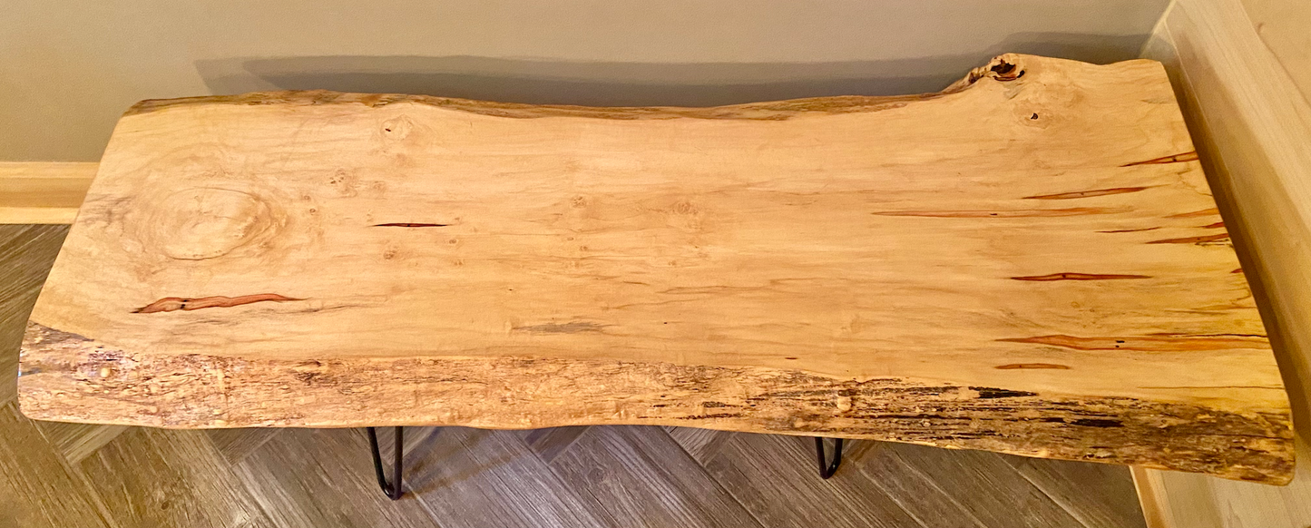 MANITOBA-Live Edge Ambrosia Flame Boxelder Wormy Maple Table