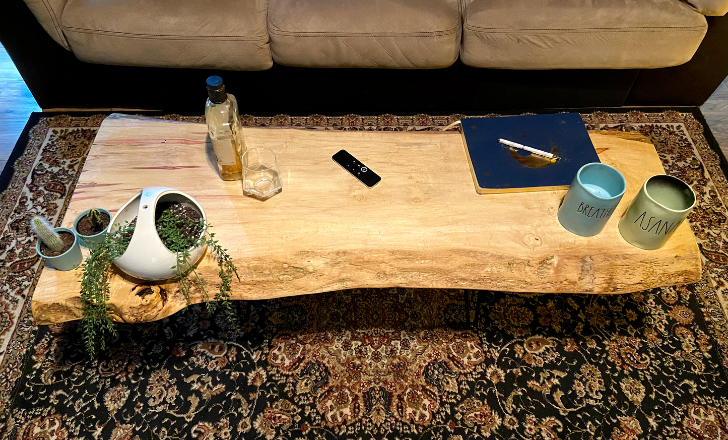MANITOBA-Live Edge Ambrosia Flame Boxelder Wormy Maple Table