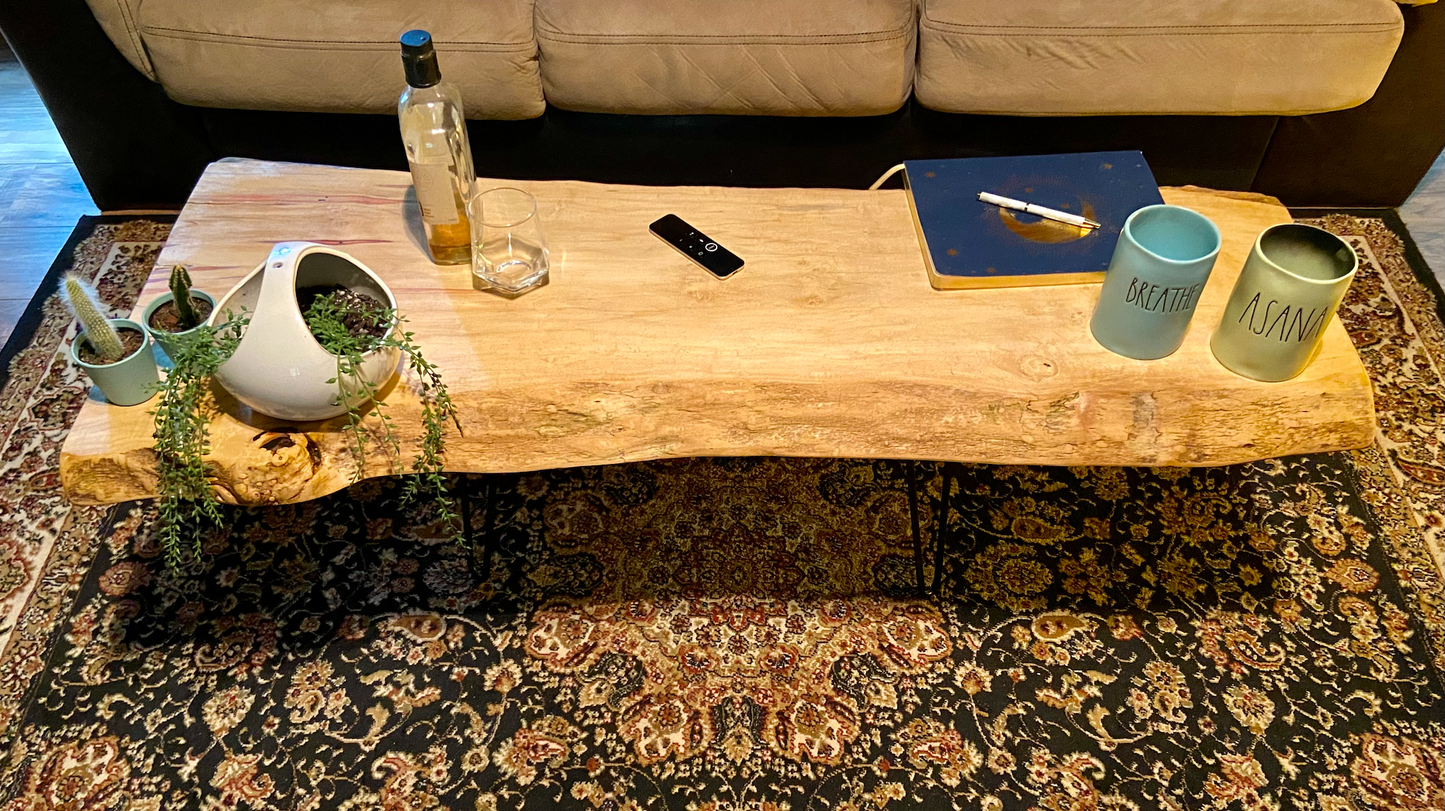 MANITOBA-Live Edge Ambrosia Flame Boxelder Wormy Maple Table