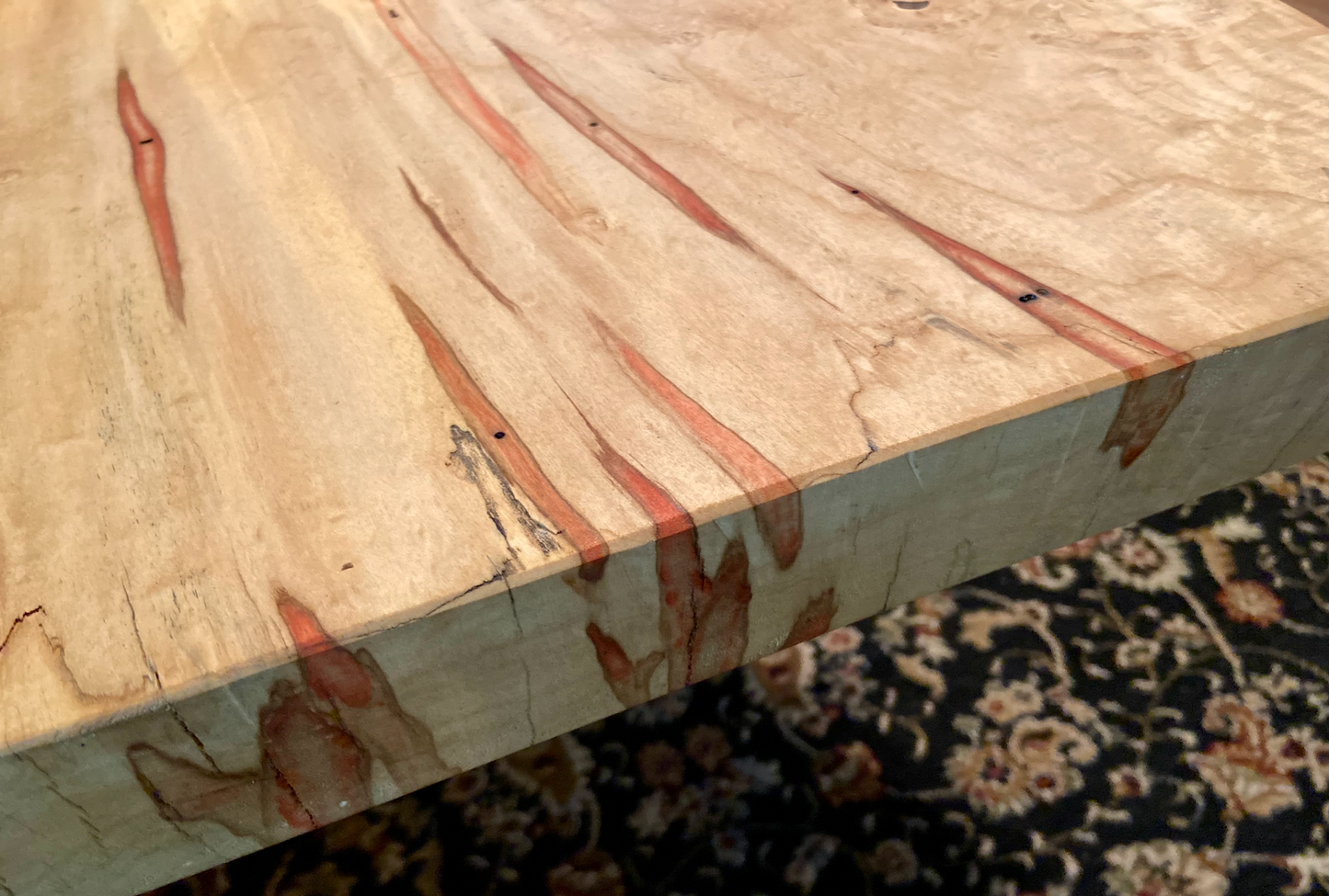 MANITOBA-Live Edge Ambrosia Flame Boxelder Wormy Maple Table