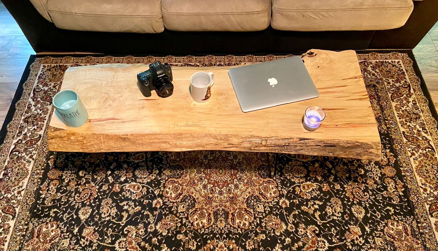 MANITOBA-Live Edge Ambrosia Flame Boxelder Wormy Maple Table