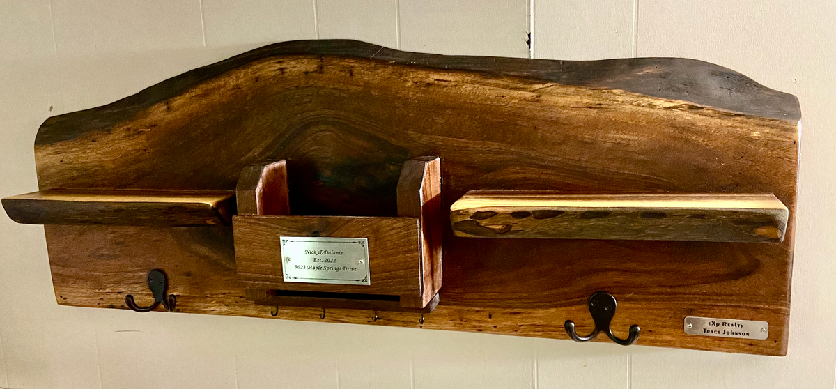 Personalized Live Edge Walnut Wall Organizer