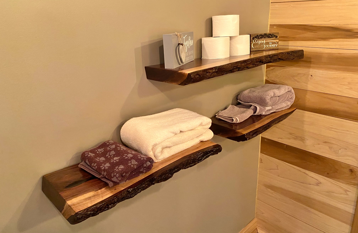 dark walnut shelves live edge slab black walnut floating shelf rustic rugged floating shelves
