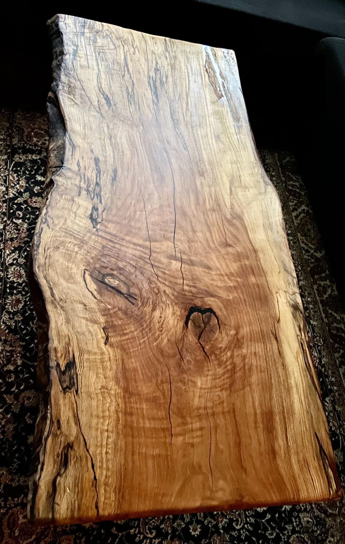 High Figure Large Live Edge Spalted Sycamore Coffee Table