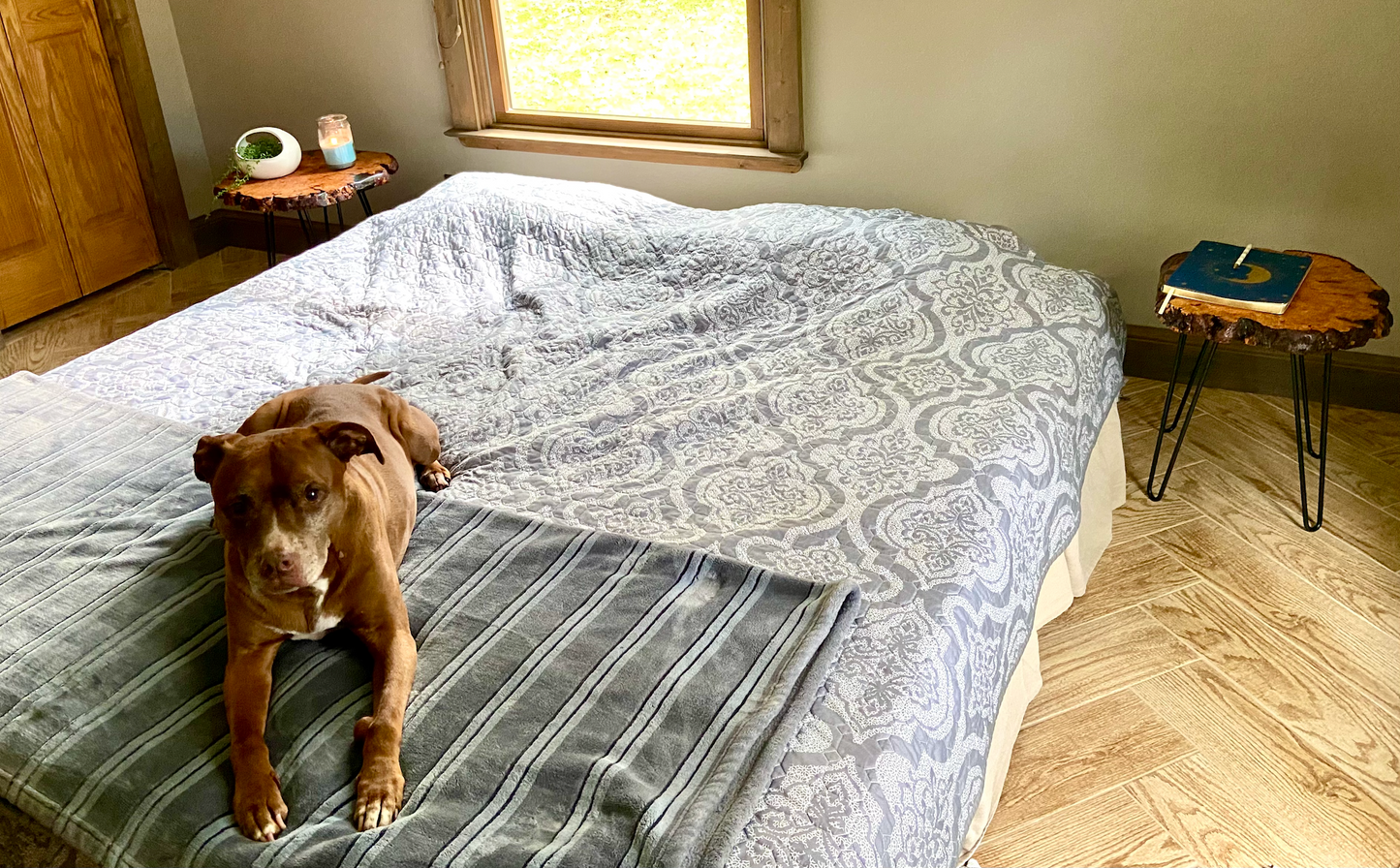 Live Edge Cherry Burl Wood Table Set