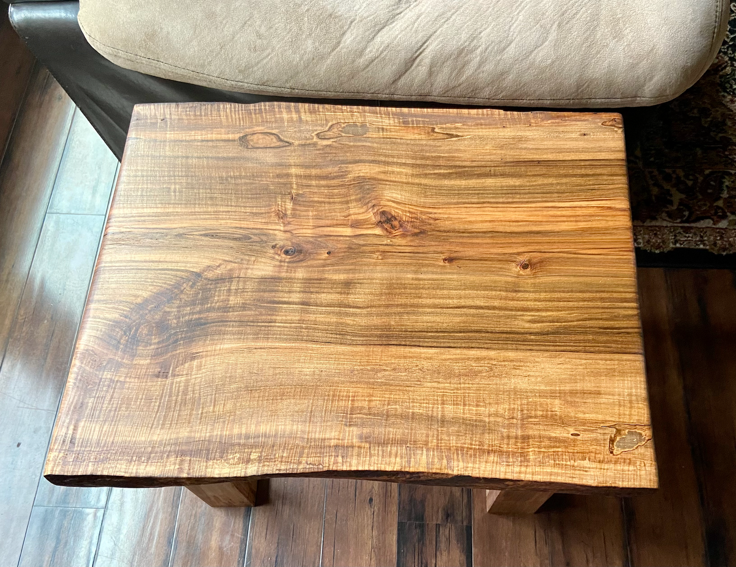 Live Edge Curly Maple End Table or Live Edge Accent Table, Side Table