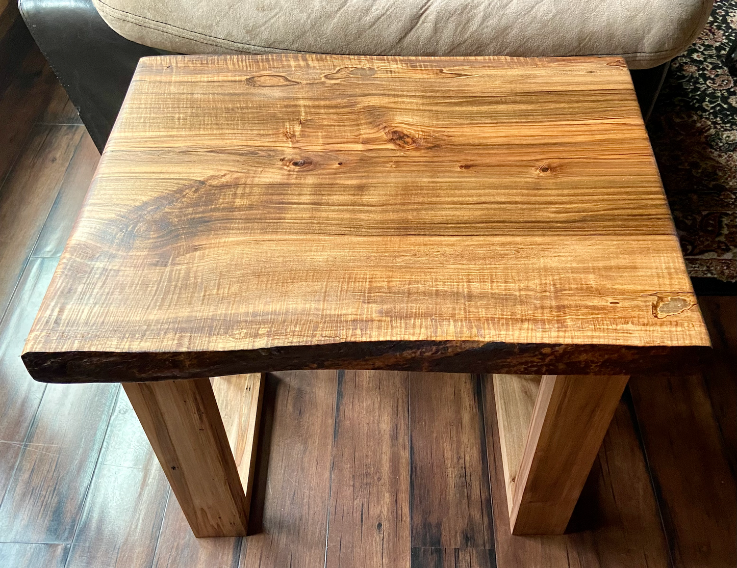 Live Edge Curly Maple End Table or Live Edge Accent Table, Side Table