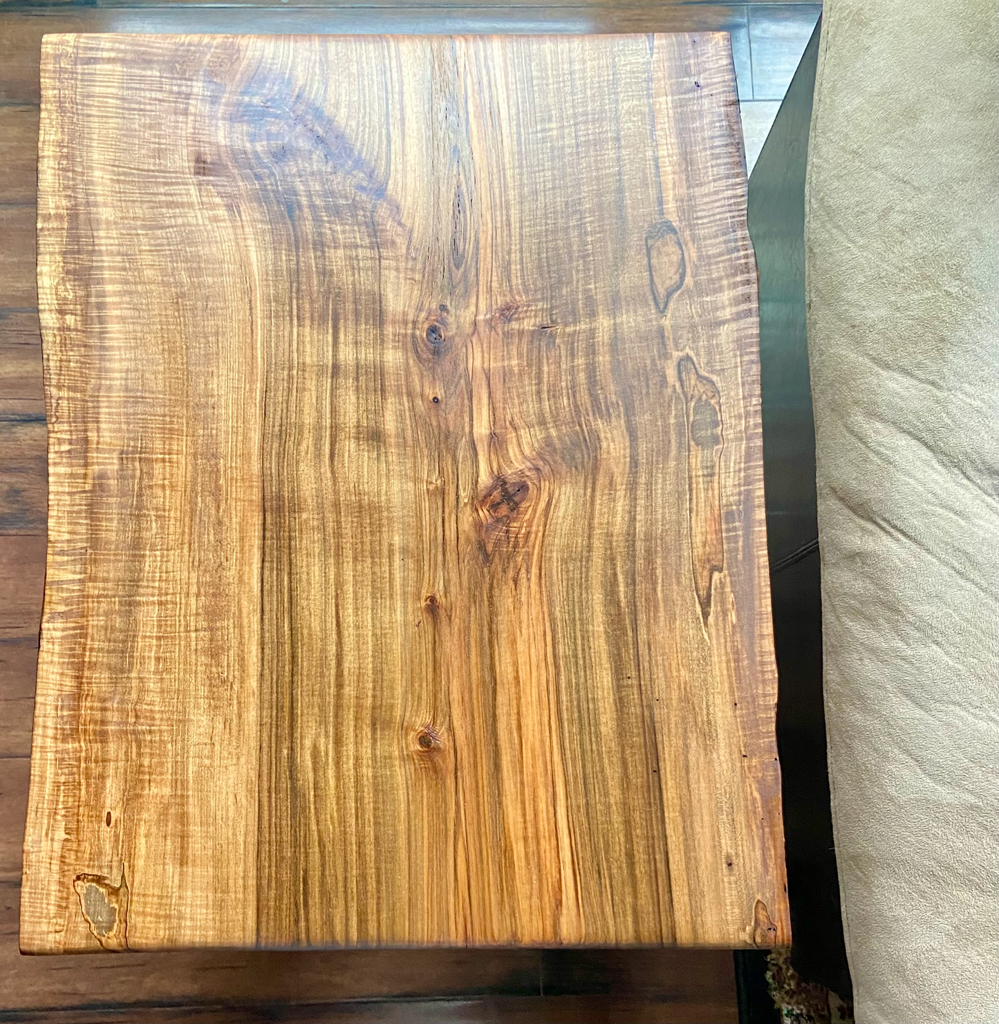 Live Edge Curly Maple End Table or Live Edge Accent Table, Side Table
