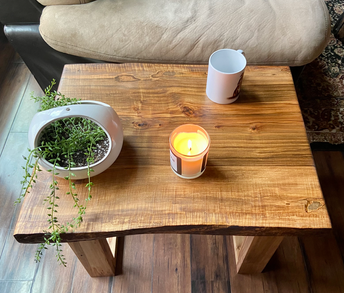 Live Edge Curly Maple End Table or Live Edge Accent Table, Side Table