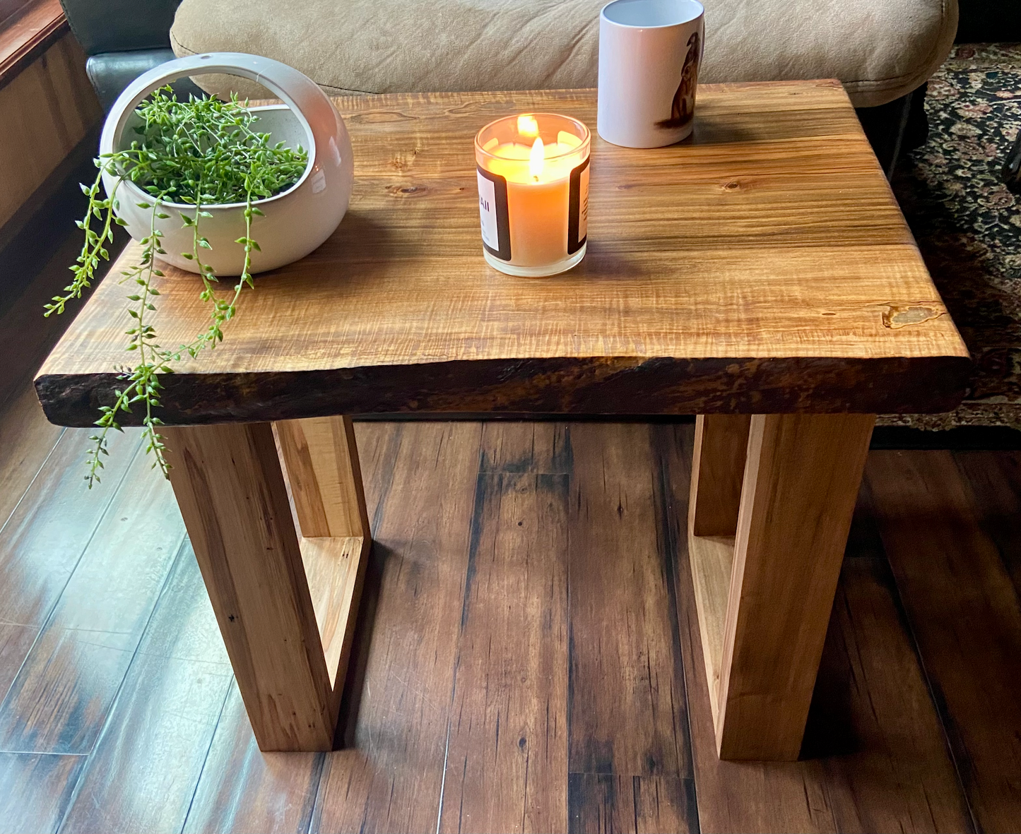 Live Edge Curly Maple End Table or Live Edge Accent Table, Side Table
