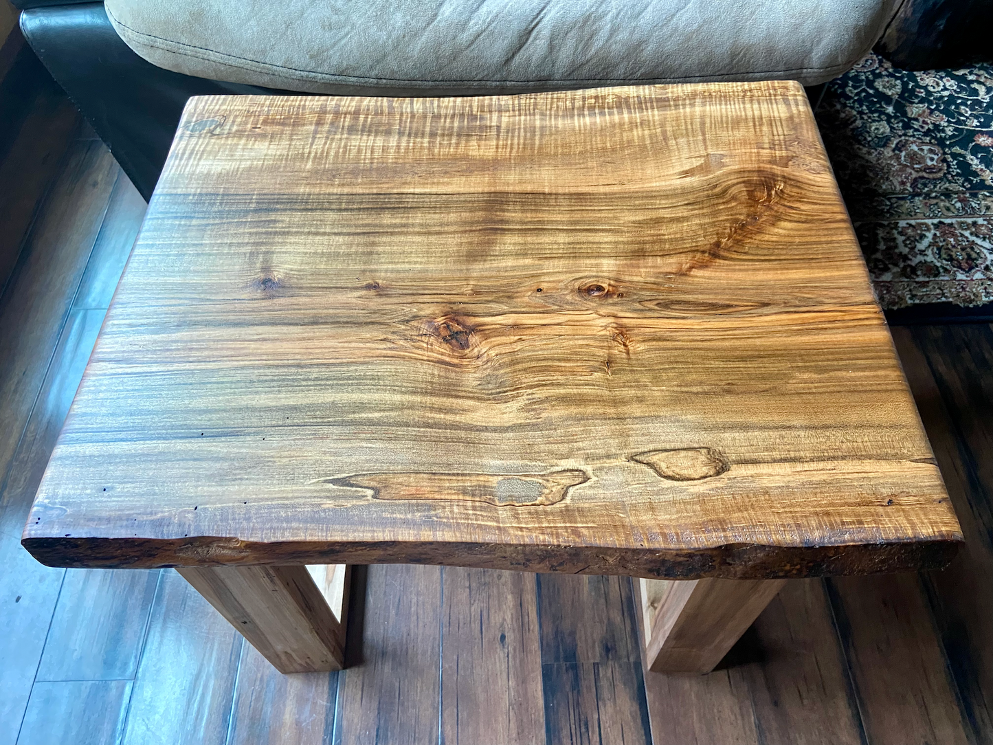 Live Edge Curly Maple End Table or Live Edge Accent Table, Side Table