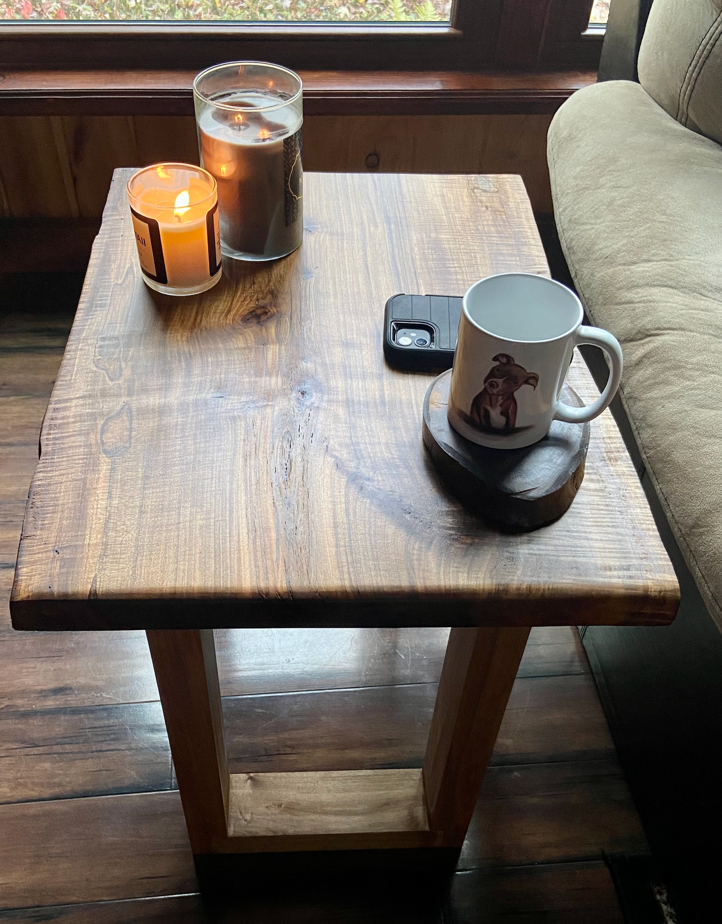 Live Edge Curly Maple End Table or Live Edge Accent Table, Side Table