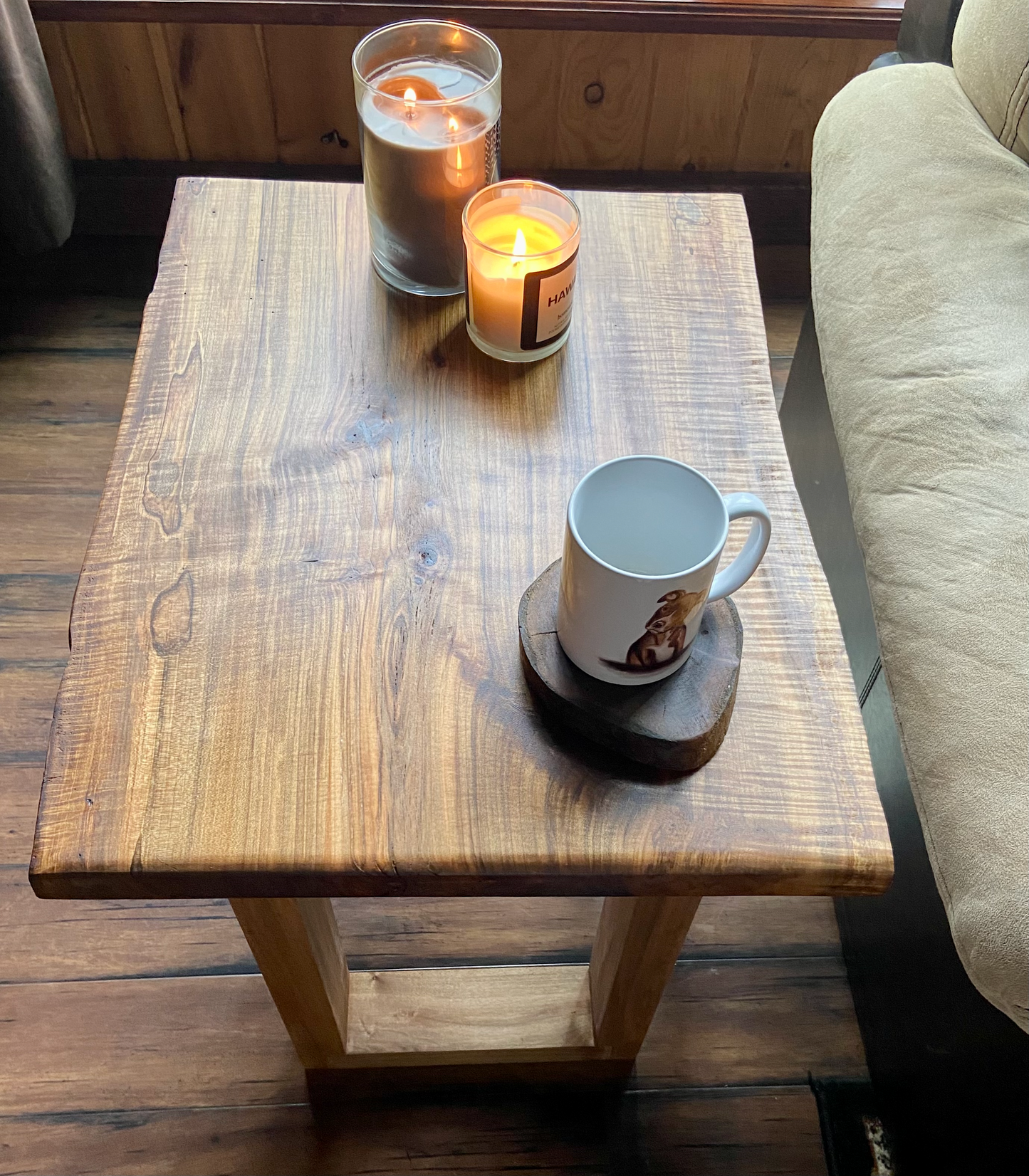 Live Edge Curly Maple End Table or Live Edge Accent Table, Side Table