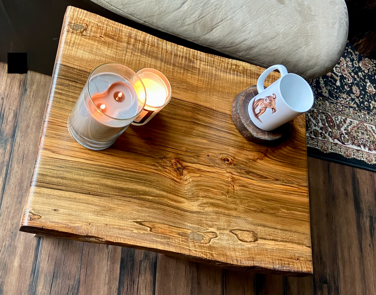 Live Edge Curly Maple End Table or Live Edge Accent Table, Side Table
