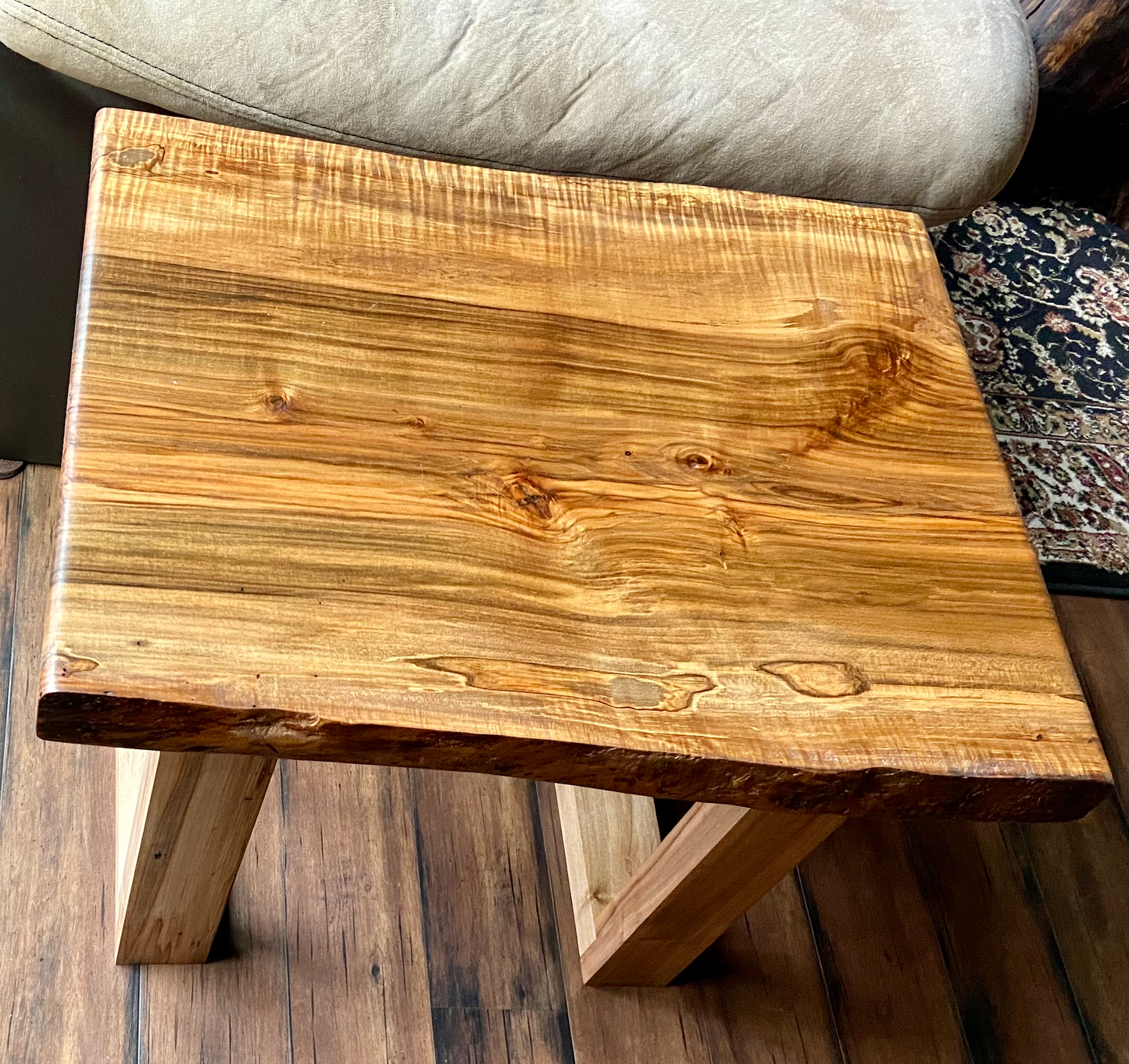 Live Edge Curly Maple End Table or Live Edge Accent Table, Side Table