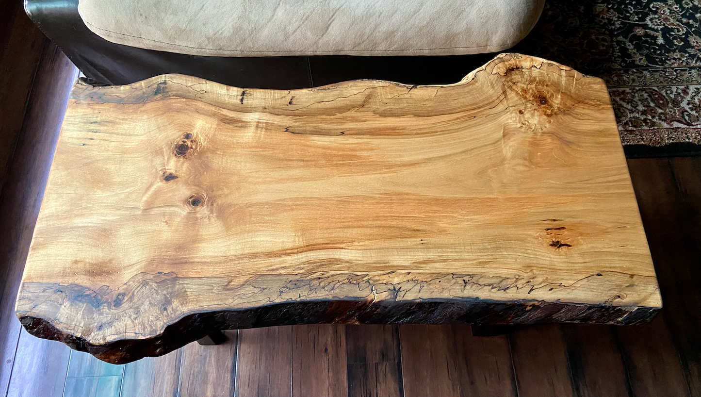 High Figure Maple Table Set w/ Shelf