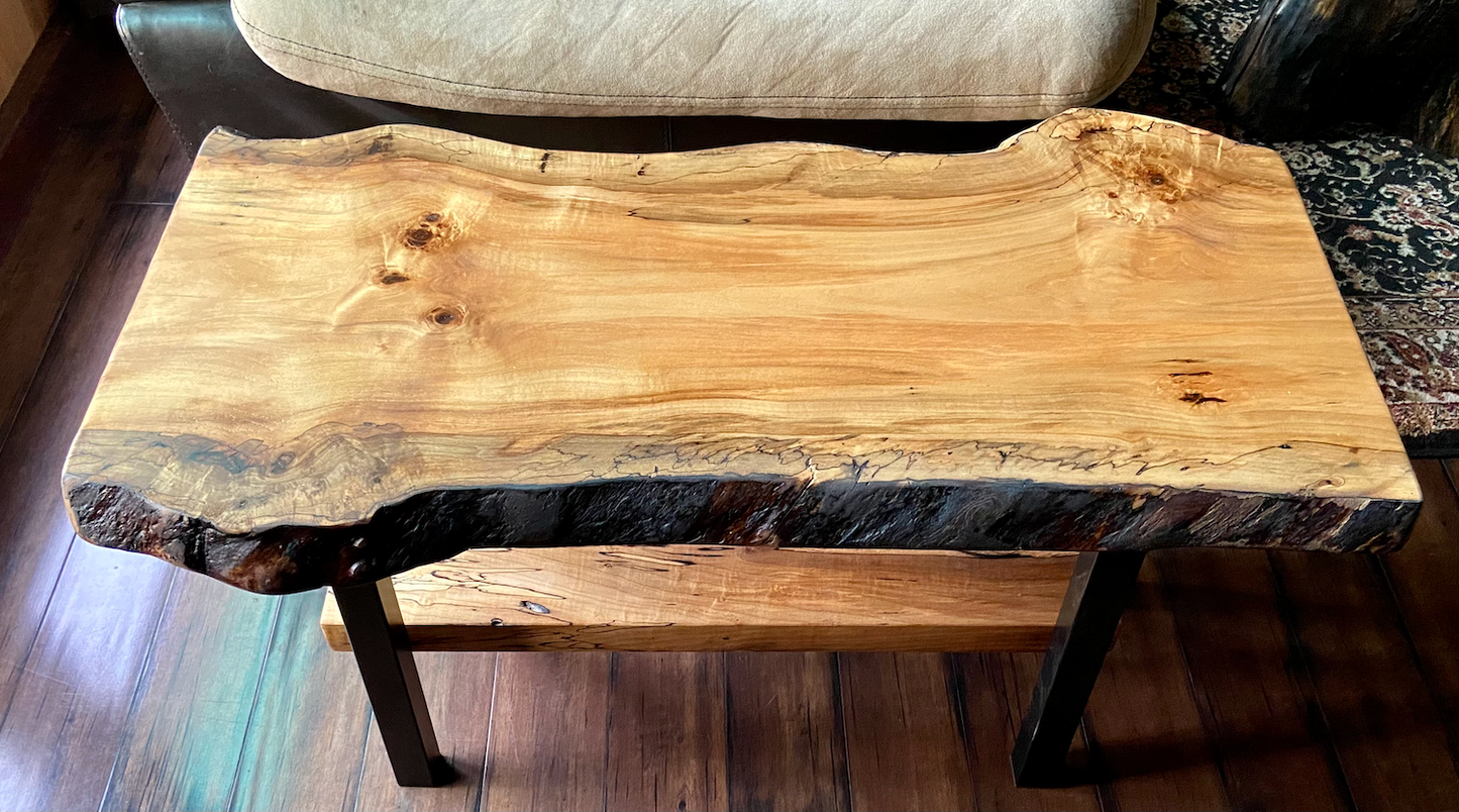 High Figure Maple Table Set w/ Shelf