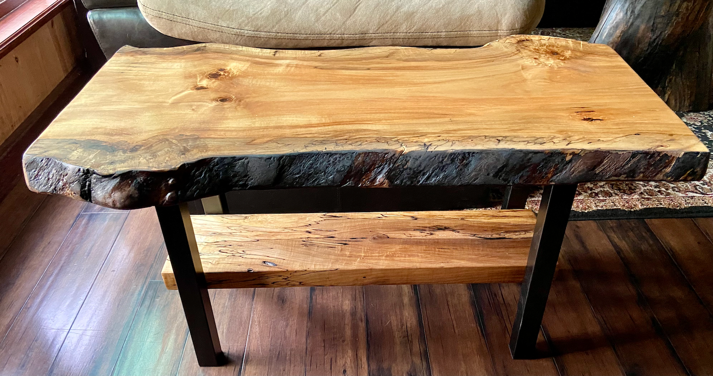 High Figure Maple Table Set w/ Shelf