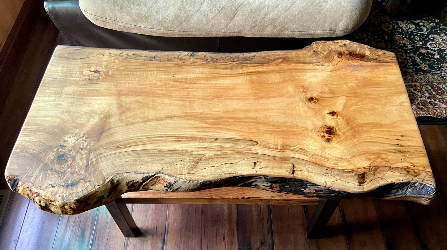 High Figure Maple Table Set w/ Shelf