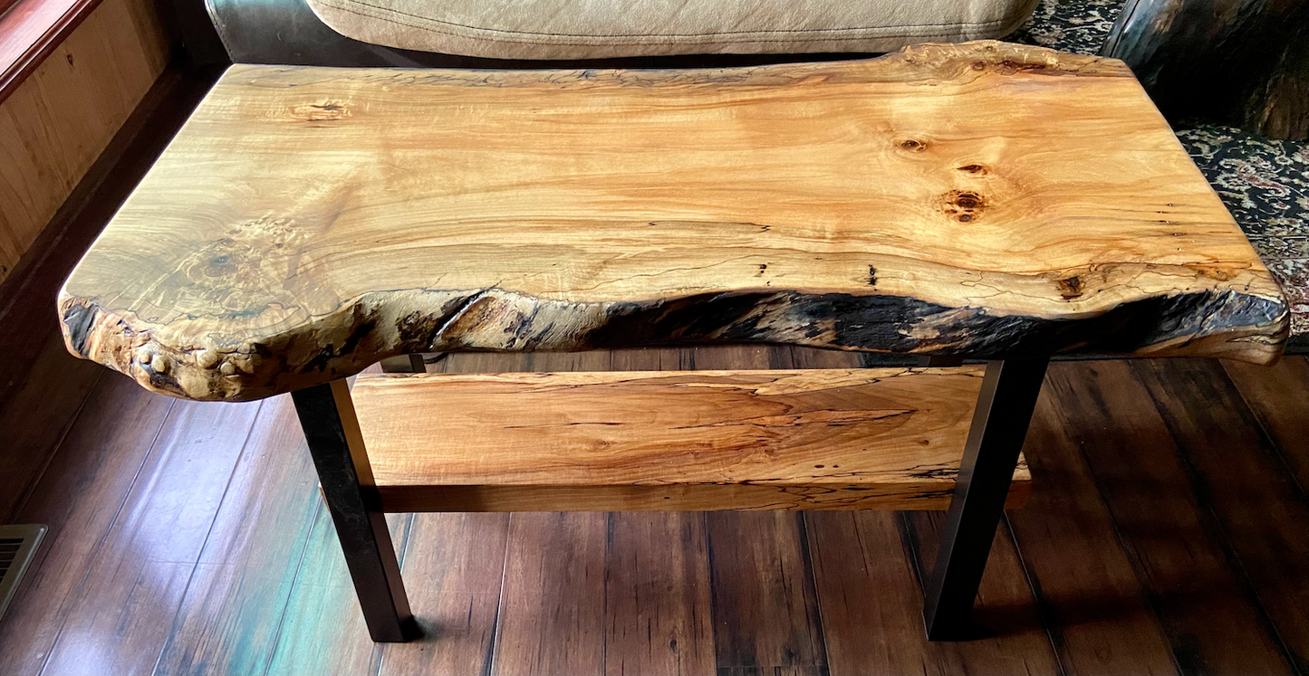 High Figure Maple Table Set w/ Shelf