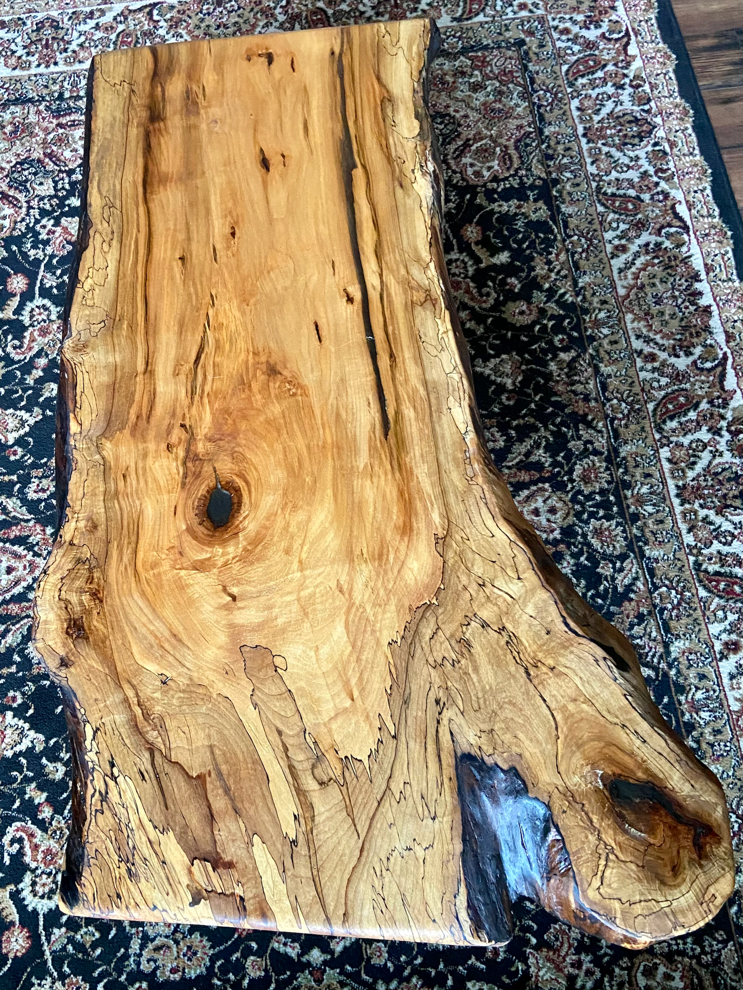 Live Edge Curly Maple with High Figure, Wormy, Ambrosia, and Spalting, Perfect as a Live Edge Coffee Table with Any Decor or Aesthetic