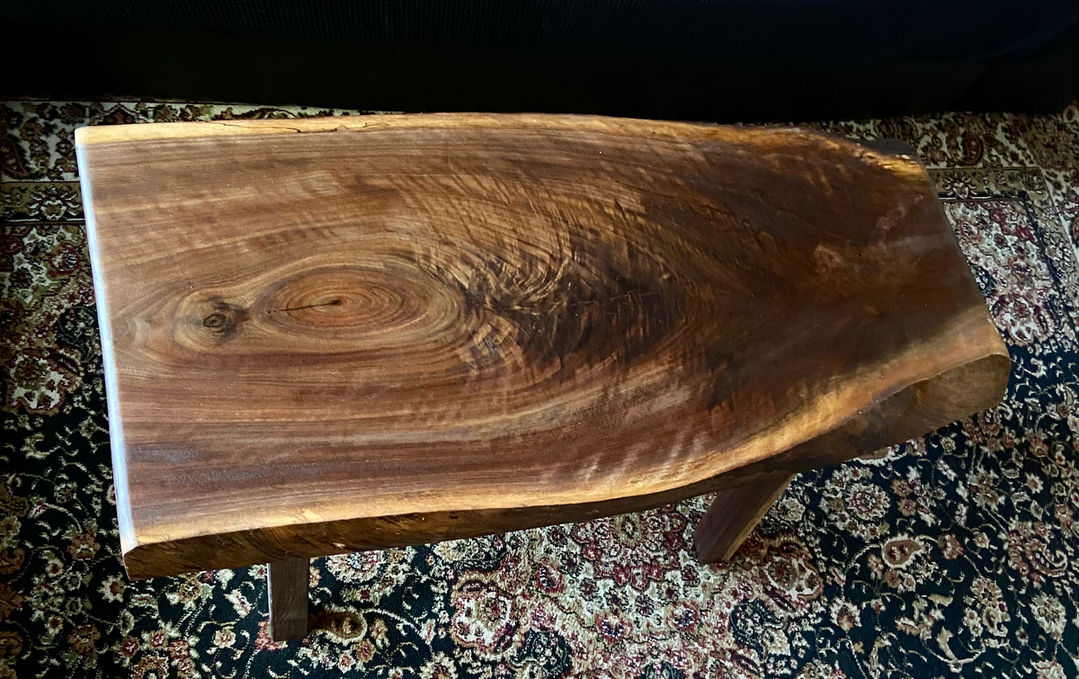 Live Edge Spalted and Curly Walnut with Handcrafted Squared Peg Legs