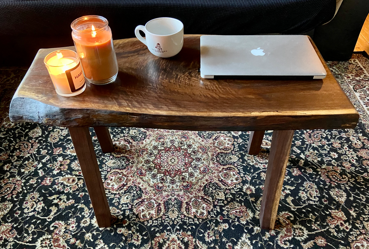 Live Edge Spalted and Curly Walnut with Handcrafted Squared Peg Legs