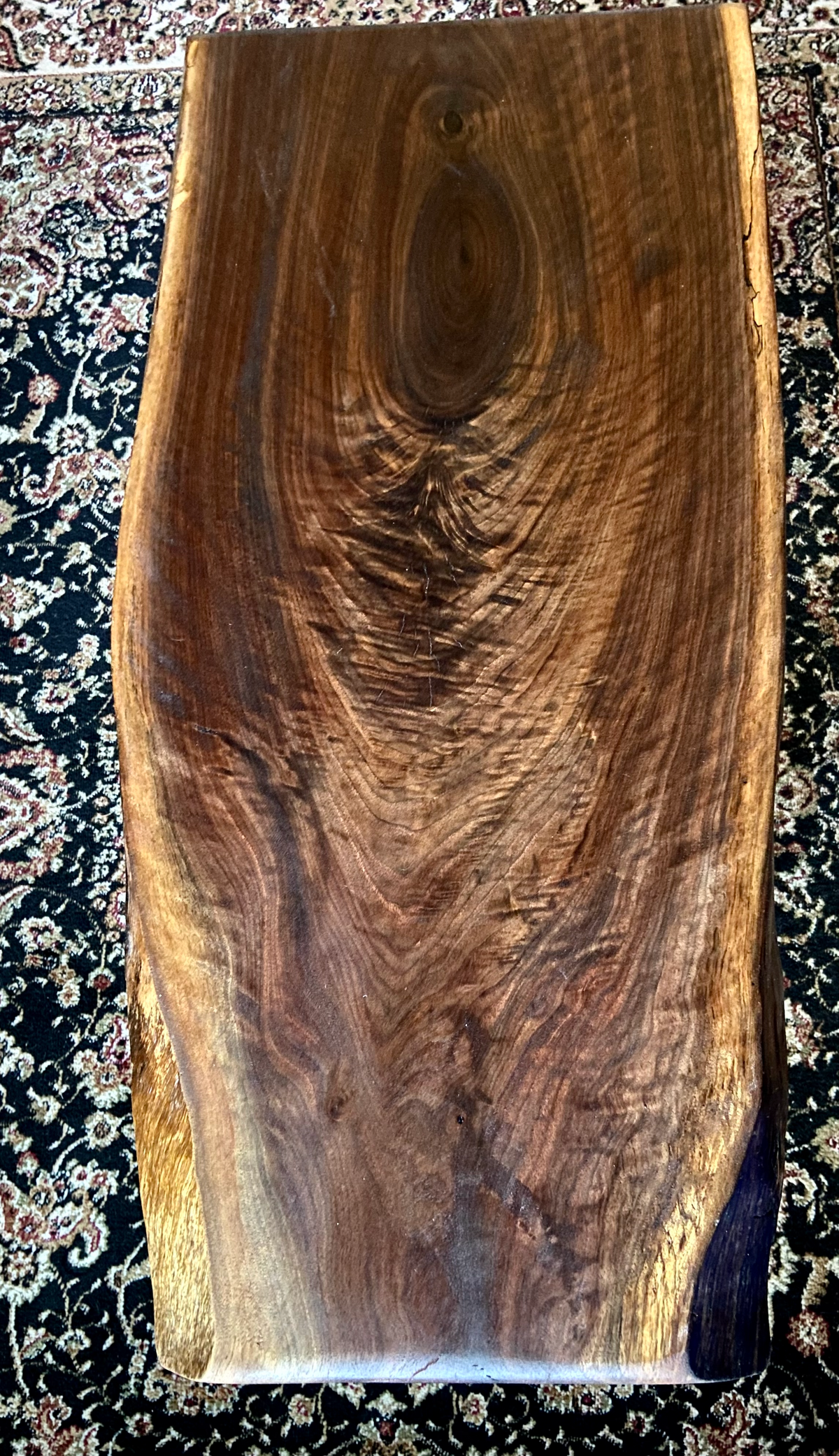 Live Edge Spalted and Curly Walnut with Handcrafted Squared Peg Legs