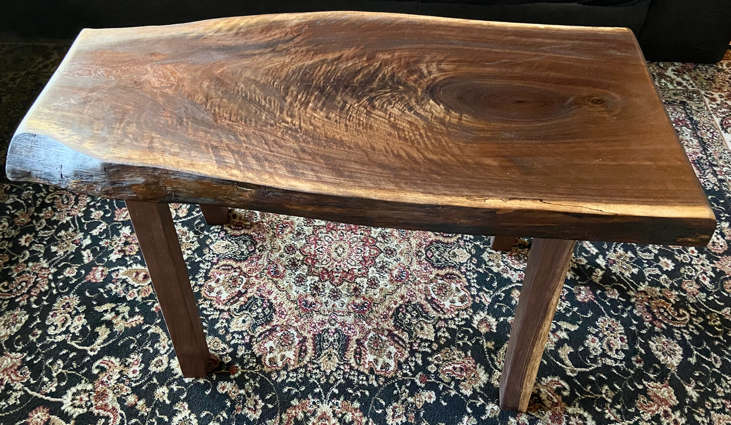 Live Edge Spalted and Curly Walnut with Handcrafted Squared Peg Legs