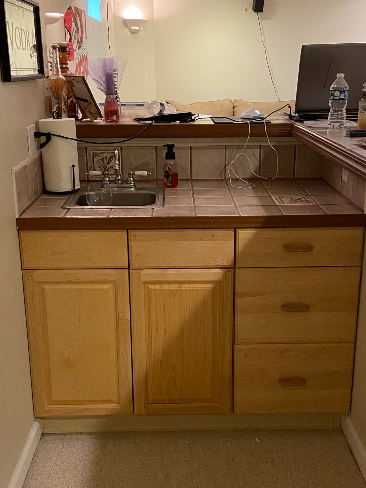 custom live edge black walnut bar top with epoxy