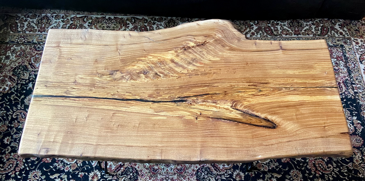 Unique Live Edge English Chestnut Coffee Table with Beautiful Grain Patterns