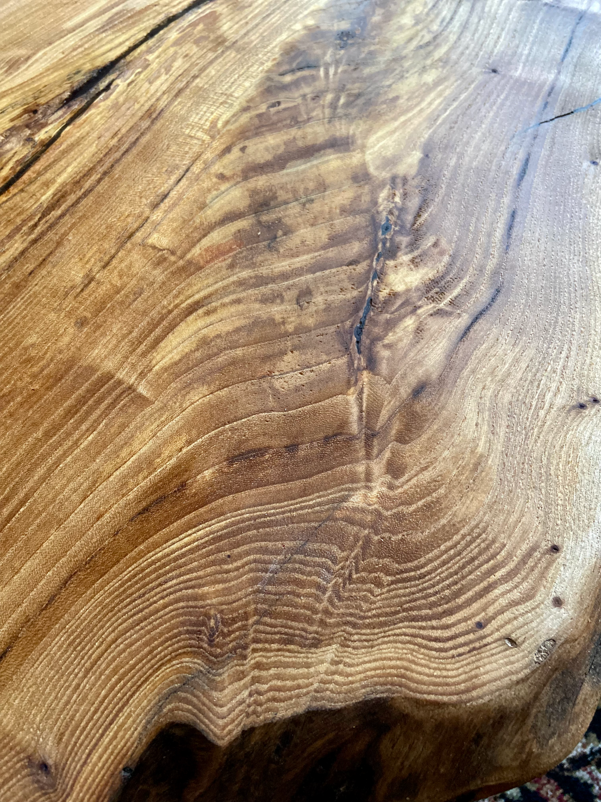 Unique Live Edge English Chestnut Coffee Table with Beautiful Grain Patterns