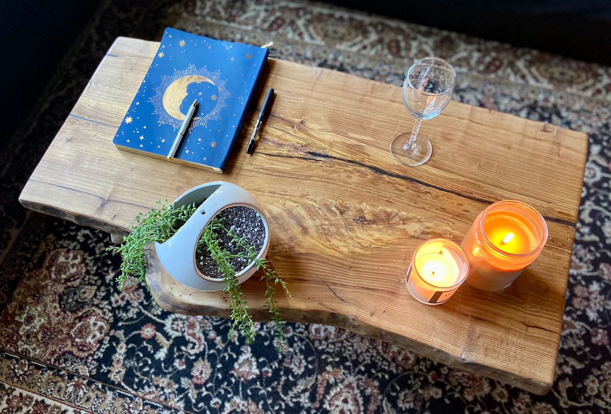 Unique Live Edge English Chestnut Coffee Table with Beautiful Grain Patterns