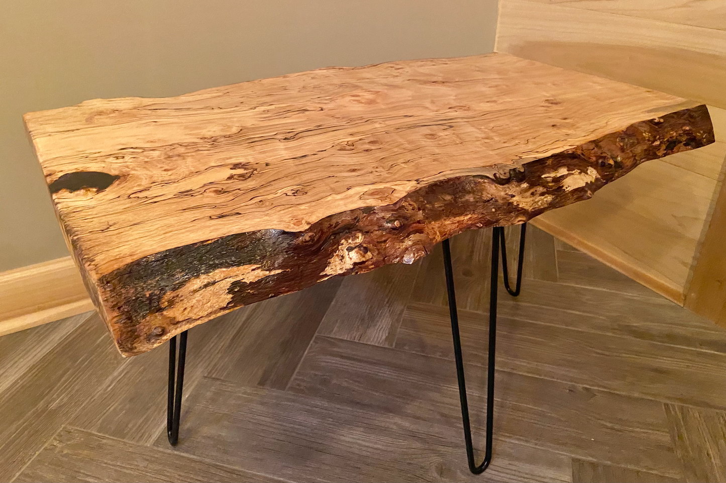 rustic rugged spalted maple live edge coffee table unique spalted maple coffee table spalted maple slab with burls
